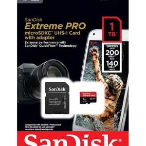 کارت حافظه MicroSDXC سن دیسک مدل Extreme Pro 4k استاندارد UHS-I U3- A2سرعت 200MBps ظرفیت 1 ترابایت