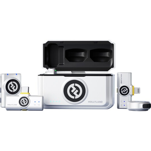 میکروفون یقه ای بی سیم سفید Hollyland LARK M2 DUO 2 Person Wireless Combo Microphone white